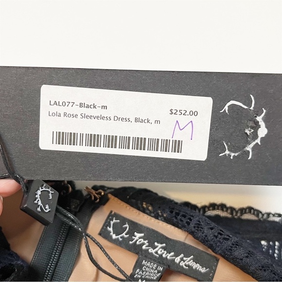 For Love & Lemons NWT Lola Rose Sleeveless Mini Dress black navy lace-up boho - Picture 9 of 16